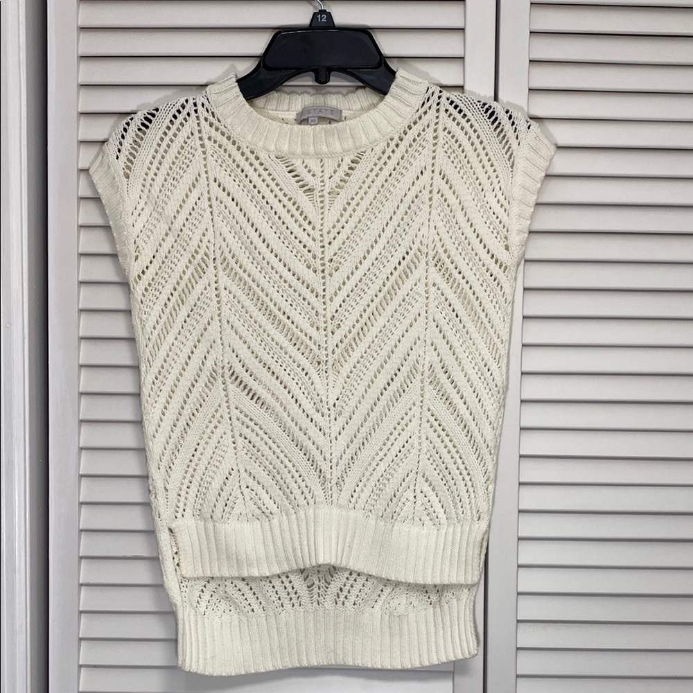 1. State Ivory Chevron Knit Top